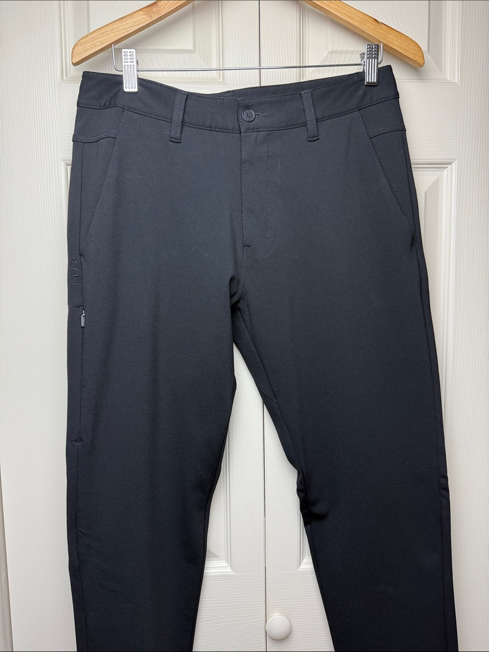 NWT BYLT Premium Men's Black Stretch Performance Pants with Zip Side Pocket M